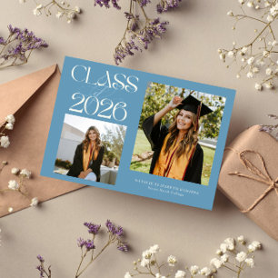 Elegante Klas van 2026 Typografie Grad Denim Blauw Aankondiging
