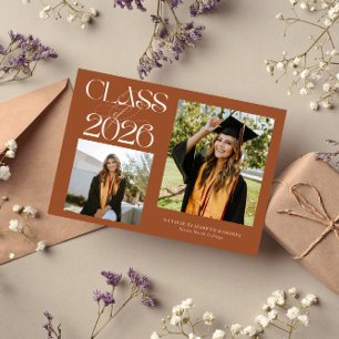 Elegante Klas van 2026 Typografie Grad Terracotta Aankondiging