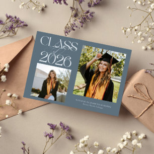 Elegante Klas van 2026 Typografie Leisteenblauw Aankondiging