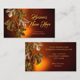 Elegante Klasse Bruine Gouden Bladeren Bronzen Glo Visitekaartje