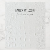 Elegante Klasse Eenvoudige Ivoren Witte Leren Text Wijn Etiket (Enkel label)