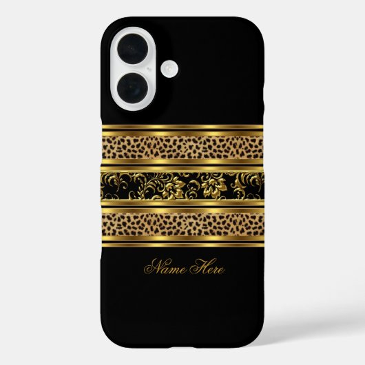 Elegante Klasse Goud Zwarte Luipaard Bloem Case-Mate iPhone Case (Achterkant)