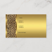 Elegante Klasse Goud Zwarte Luipaard dierprint Visitekaartje (Achterkant)
