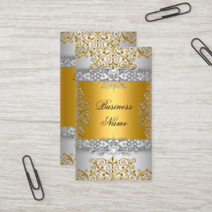 Elegante Klasse Gouden Kant Zilver Wit Visitekaartje