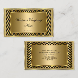 Elegante Klasse Gouden Zwarte Frame Chevron Streep Visitekaartje