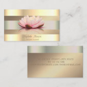 Elegante Klasse Modern, Nep Gouden Strepen Lotus Visitekaartje (Voorkant / Achterkant)