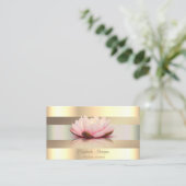 Elegante Klasse Modern, Nep Gouden Strepen Lotus Visitekaartje (Staand voorkant)