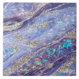 Elegante Klasse Opal Marmer Paars Zilver Glitter Tegeltje