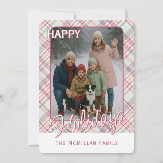 Elegante Klasse Rustieke Plaid Patroon Feestdagenkaart (Voorkant)