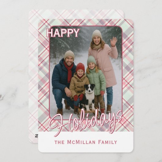 Elegante Klasse Rustieke Plaid Patroon Feestdagenkaart (Voorkant / Achterkant)