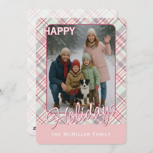 Elegante Klasse Rustieke Plaid Patroon Feestdagenkaart (Voorkant / Achterkant)