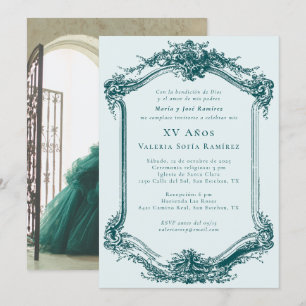 Elegante Klasse Smaragd Quinceañera 15e Verjaardag Kaart