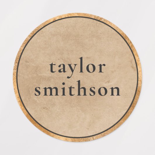 Elegante Klasse Taupe Luxe Voeg Je Naam Toe School Labels (Design 1)