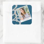 Elegante Klasse van 2025 Foto Afstuderen Vierkante Sticker (Tas)