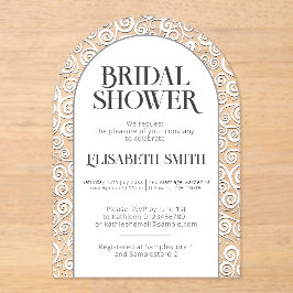 Elegante Klasse Witte Bloeiende Winter Bruidsuitno Acryl Uitnodigingen