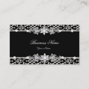 Elegante Klasse Zilveren Zwarte Diamant 2 Visitekaartje