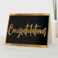 Elegante Klasse Zwarte & Nep Gouden Felicitaties