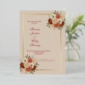 Elegante Klassiek zijn & bruine bruiloft uitnodigi Folie Uitnodiging (Staand Voorkant)