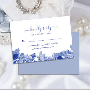 Elegante Klassieke Blauw Witte Chinoiserie Chic Bl RSVP Kaartje