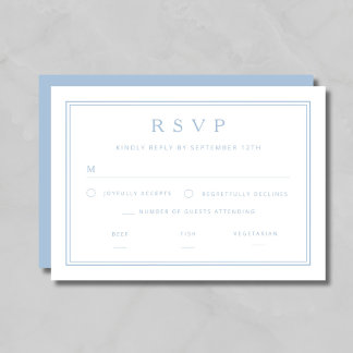 Elegante Klassieke Blauwe Bruiloft RSVP Kaartje