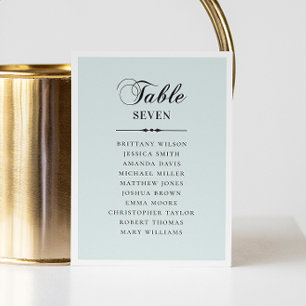 Elegante klassieke blauwe script bruiloft zitplaat kaart