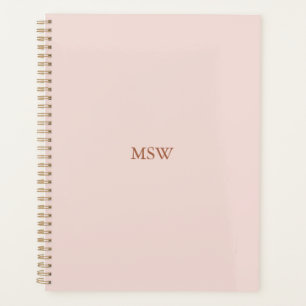 Elegante klassieke blush roze monogram minimalist planner