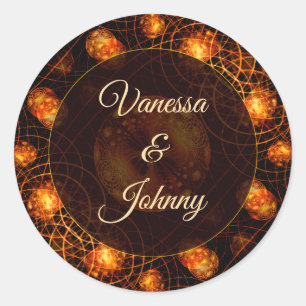 Elegante Klassieke Boho Moderne Gouden #901 Trouwd Ronde Sticker