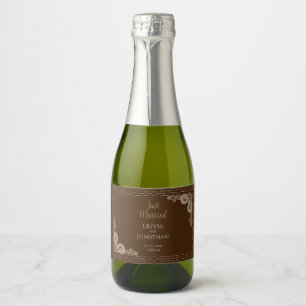 Elegante klassieke bronzen  bruiloft sparkling wijnetiket