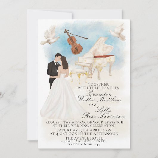 Elegante klassieke bruiloft met bruid & bruidegom kaart (Voorkant)