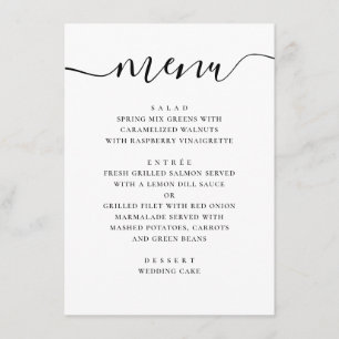 Elegante Klassieke Bruiloft Minimalistische Mode Menu