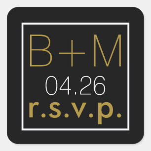 elegante klassieke bruiloft r.s.v.p. vierkante sticker