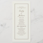 Elegante Klassieke Crème Bruine Script Trouwprogra Programma (Voorkant)