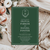 Elegante klassieke Crest Emerald Green bruiloft Kaart