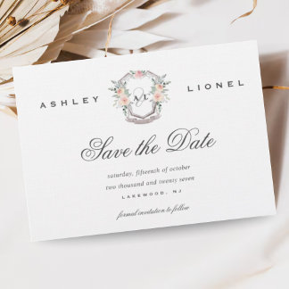 Elegante Klassieke Formele Monogram Bloemenbruilof Save The Date