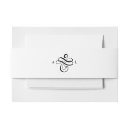 Elegante klassieke formele script monogram bruilof uitnodigingen wikkel