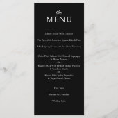Elegante klassieke formele zwart bruiloft diner menu (Voorkant)