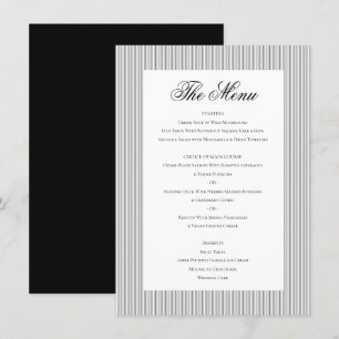 Elegante klassieke formele zwart wit bruiloft dine menu