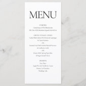 Elegante klassieke formele zwart wit bruiloft dine menu (Voorkant)