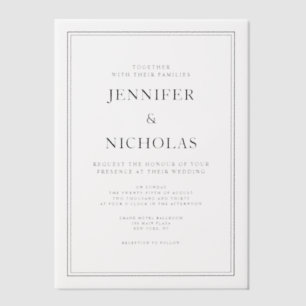 Elegante Klassieke Formele Zwarte En Witte Trouwda Vellum Uitnodigingen