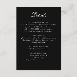 Elegante klassieke formele zwarte kalligrafie brui informatiekaartje