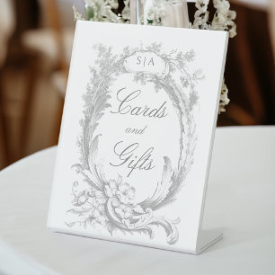 Elegante klassieke Franse rococo floraal Reclamebord Met Voetstuk