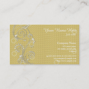 Elegante, klassieke gele wervelende bloemige visit visitekaartje
