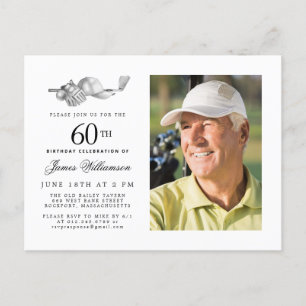 Elegante klassieke Golf 60e verjaardag Party Foto Uitnodiging Briefkaart