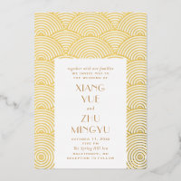 Elegante klassieke gouden Aziatische bruiloft. Chi