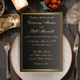 Elegante klassieke gouden folie bruiloft uitnodigi uitnodiging