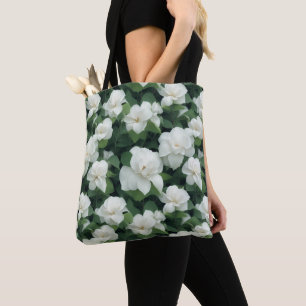 Elegante klassieke groene botanische witte bloemen draagtas