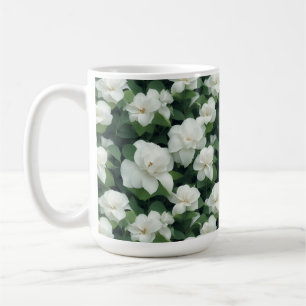 Elegante klassieke groene botanische witte bloemen koffiemok