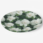 Elegante klassieke groene botanische witte bloemen papieren bordje (Gekanteld)