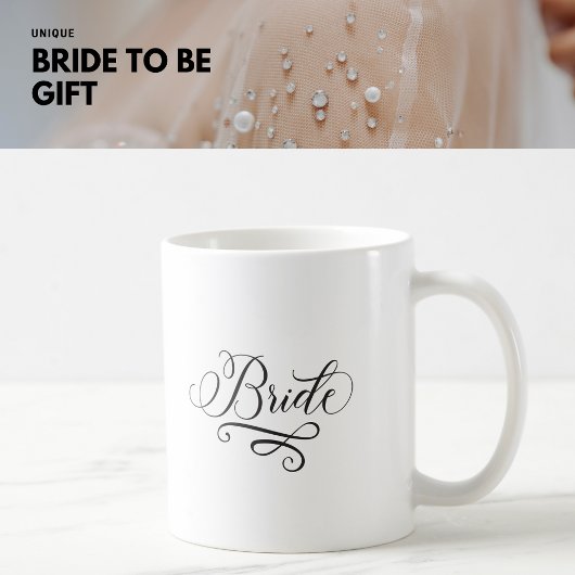Elegante klassieke kalligrafie bruid zwart en wit koffiemok