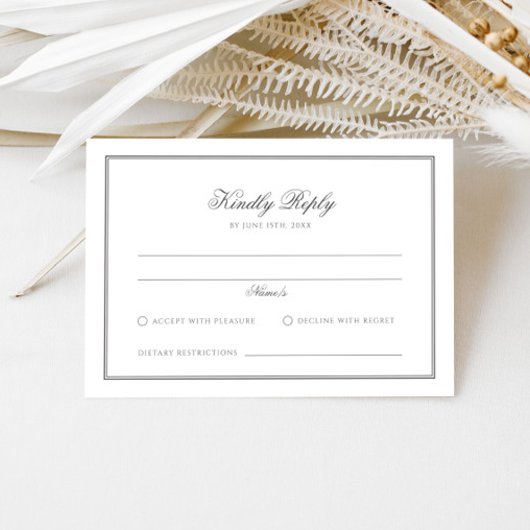 Elegante klassieke kalligrafie bruiloft RSVP kaartje